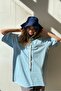 Blue Oversize Basic Women's T-Shirt - 2