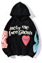 Mad Girls Black Printed Oversized Sweatshirt Mg903