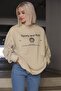 Beige Crew Neck Printed Oversize Women's Sweatshirt Mg1577 - 6