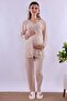 Prenatal and Postnatal Cotton Maternity Pajama Set with Nursing Features Effortt - Milk Coffee
