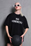 Black Printed Crew Neck Women's T-Shirt Mg1763 - 3