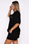 Black Printed Crew Neck Women's T-Shirt Mg1706 - 3