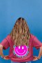 Pink Back Printed Oversize Round Neck Women's T-Shirt - 8