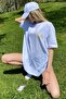 White Printed Oversize Round Collar Women's T-Shirt Mg1472 - 6