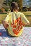 Yellow Printed Oversize Round Neck Women's T-Shirt