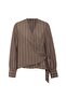 Brown Draped Kimono Women's Shirt - 5