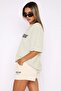 Ecru Printed Crew Neck Women's T-Shirt Mg1706 - 3