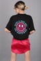 Black Back Printed Oversize Round Neck Women's T-Shirt - 4