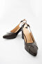 Brown Genuine Leather Open Back Block Heeled Women's Shoes - 4