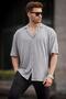 Painted Gray Striped Short Sleeve Men's Shirt 6738 - 2