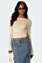 Beige Boat Neck Women's Bodysuit MG2040 - 2