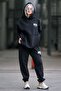 Women's Black Hooded Tracksuit Set MG1917 - 2