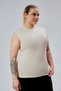 Curve Women's Plus Size Crew Neck Zero Sleeve Lycra Cream Body - 4