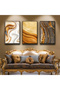 Zevahir 3 Piece Canvas Gold Sands Modern Painting - 3