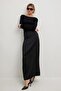 Black Boat Neck Basic Women's Blouse Mg1997 - 4
