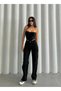 Tallinn Black Lycra Super Extra High Waist Palazzo Loose Jean Trousers - 4