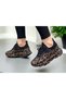Women's Leopard Leather Patterned Stone Detailed High-Top Walking Shoes