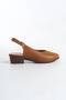 Genuine Leather Tan Round Toe Short Heeled Women's Shoes Tmd 2025888 - 4