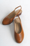 Genuine Leather Tan Round Toe Short Heeled Women's Shoes Tmd 2025888 - 3