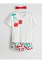 Lcw Baby Ecru Baby Girl T-Shirt Shorts Hair Band 3 Piece Set