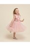 Girl's Flower Detailed Evening Dress and Crown