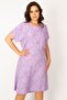 Women's Large Size Lilac Woven Viscose Fabric Front Buttoned Belted Waist Dress 65n33614 - 2