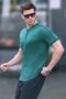 Dark Green Polo Neck Men's T-Shirt 9281