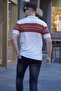 Men's White Polo Collar Zippered T-Shirt 5733 - 3