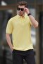 Yellow Overfit Short Sleeve Polo Neck Men's T-Shirt 7029 - 3
