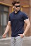 Navy Blue Basic Polo Collar T-Shirt 5885 - 2