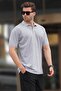 Gray Overfit Short Sleeve Polo Neck Men's T-Shirt 7029 - 2