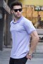 Lilac Sleeve Detailed Embroidered Polo Neck T-Shirt 5892 - 3