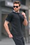 Black Regular Fit Men's Polo Collar T-Shirt 6105