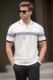 White Zipper Detailed Polo Collar Men's T-Shirt 6879 - 2