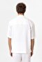 White Linen Blend Short Sleeve Men's Shirt - 5