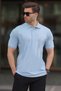 Overfit Blue Polo Neck Men's T-Shirt - Short Sleeve 7029 - 2