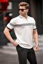 White Zipper Detailed Polo Collar Men's T-Shirt 6879