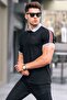 Black Sleeve Striped Polo Collar T-Shirt 5888 - 2