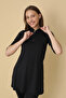 Half Zipper Three Quarter Sleeve Semi Covered Hijab Swimsuit 6110 - 3