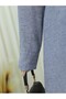 Half Buttoned Linen Dress with Elastic Waist - Ice Blue - 5