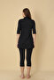 Half Zipper Three Quarter Sleeve Semi Covered Hijab Swimsuit 6110 - 5