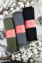 Combed Cotton Shawl Set of 3 (Khaki-Anthracite-Black) - 2