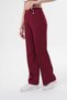 Women's Burgundy High Waist Wide Leg Palazzo Button Detail Slim Fit Calip Pants - 6