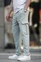 Green Adjustable Waist Cargo Pocket Basic Sweatpants 6552 - 3