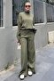 Khaki Long Sleeve Knitwear Sweater Trousers Two-Piece Set Mg2173 - 5