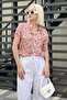 Red Floral Print Short Sleeve Women's Shirt Mg2098 - 2