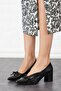 Violet Side Stripe Women's Heeled Shoes Black Wrinkled - 4