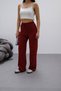 Women's Burgundy 2 Thread Palazzo High Waist Loose Wide Leg Loose Sweatpants - 6