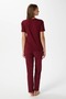 Women's Garden Soft Texture Burgundy Flower Pattern Crew Neck Short Sleeve Bottom Top Pajama Set - 5