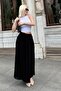 Black Voile Fabric Basic Women's Long Length Women's Skirt Mg2366 - 3